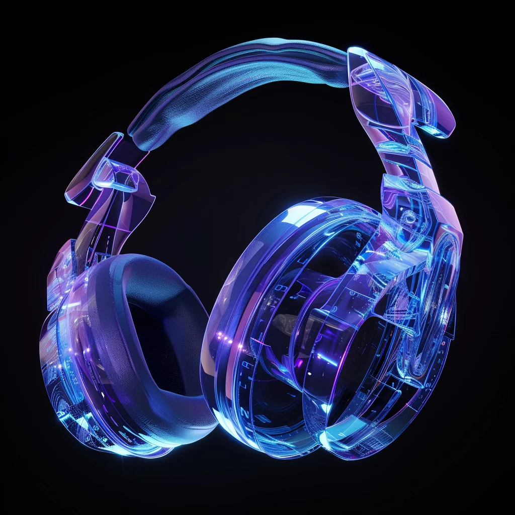 headset structure blue 3D transparent