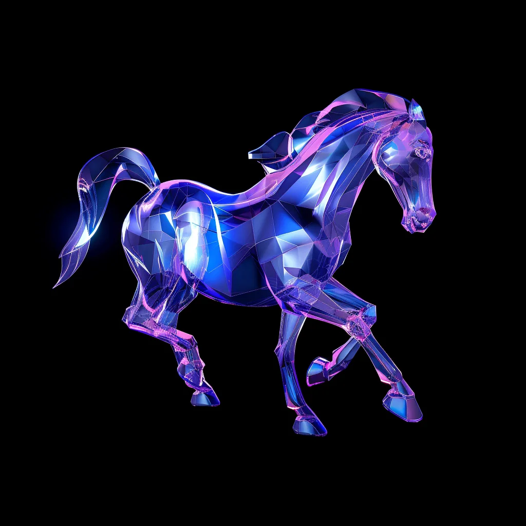 horse structure blue 3D transparent