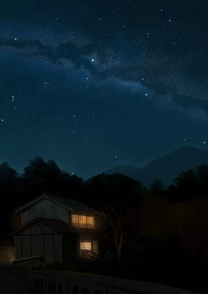 House Stars Night Blue Dark Fantasy