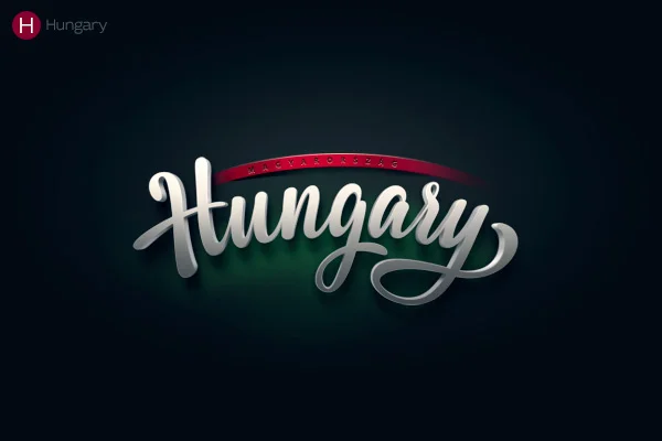 Hungary Red White Black Typography Country