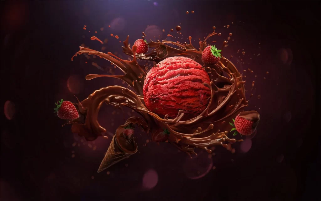 Ice Cream Chocolate Red Brown Dessert