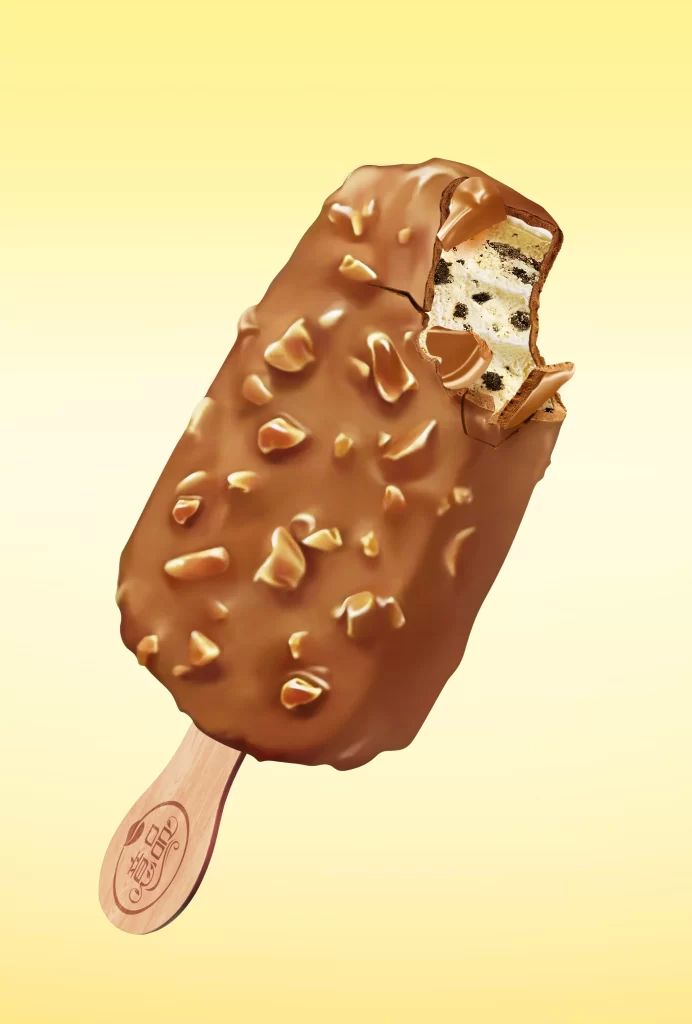 Ice Cream Stick Chocolate Nuts Brown Creamy Dessert