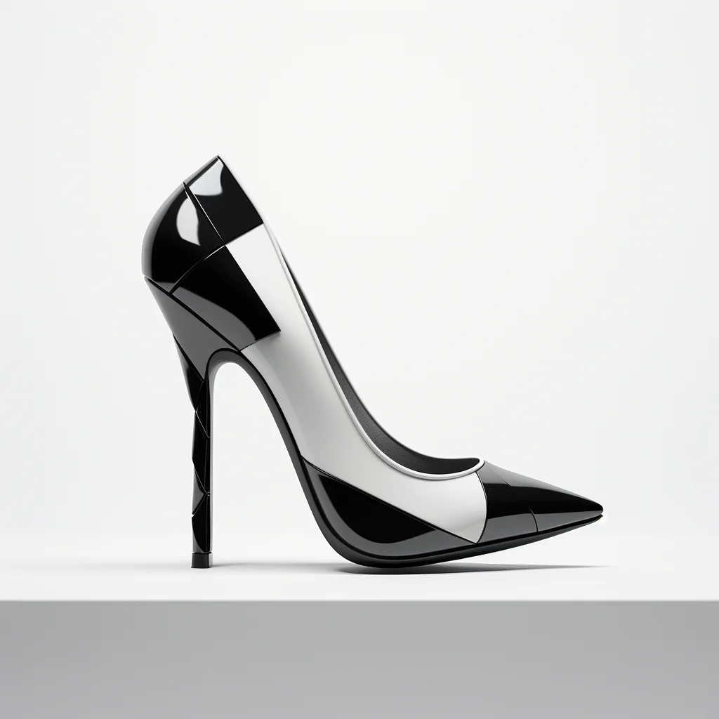 icon C4D 3D cartoon heels high shoes black white