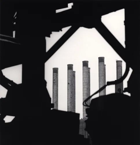 Industrial Chimneys High Contrast Minimalist Mysterious Architecture