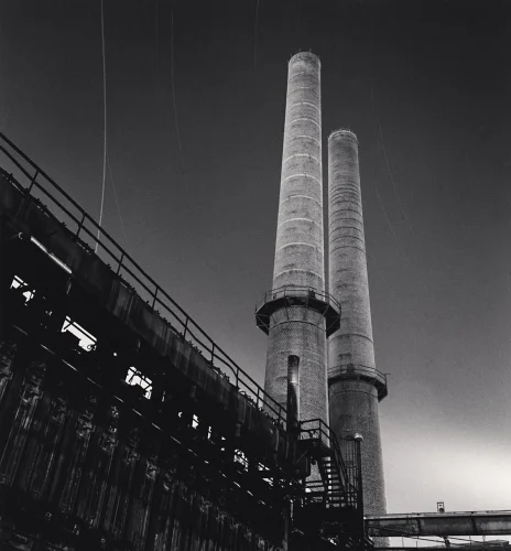 Industrial Chimneys High Contrast Textured Dramatic Architecture