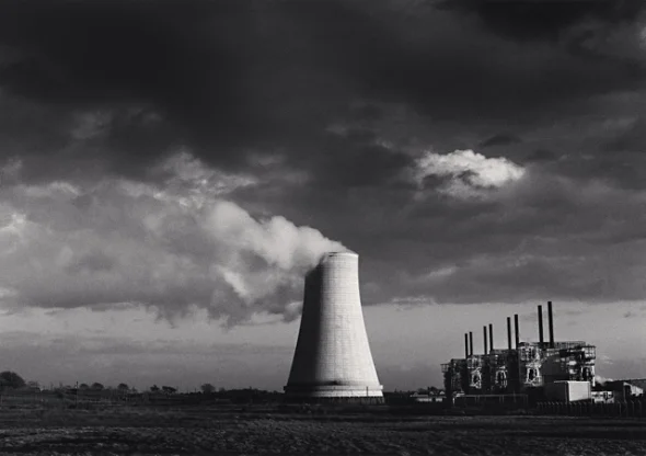 Industrial Cooling Tower High Contrast Atmospheric Landscape