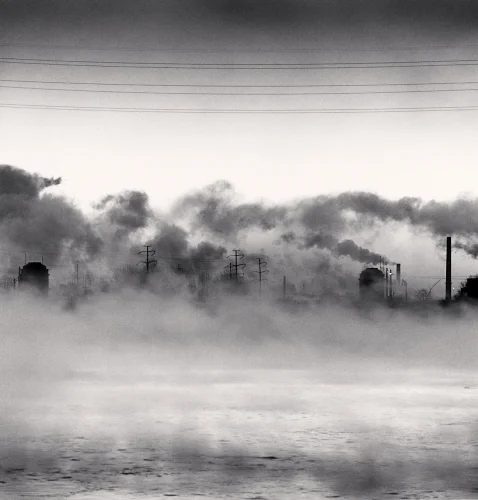 Industrial Landscape Foggy Dramatic High Contrast Mysterious Atmospheric