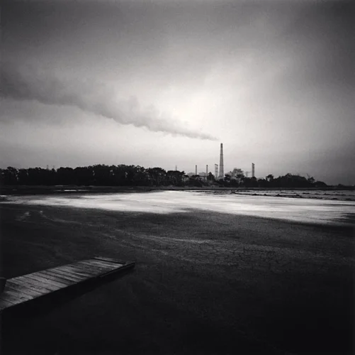 Industrial Landscape Smokestacks Dramatic High Contrast Moody Atmospheric