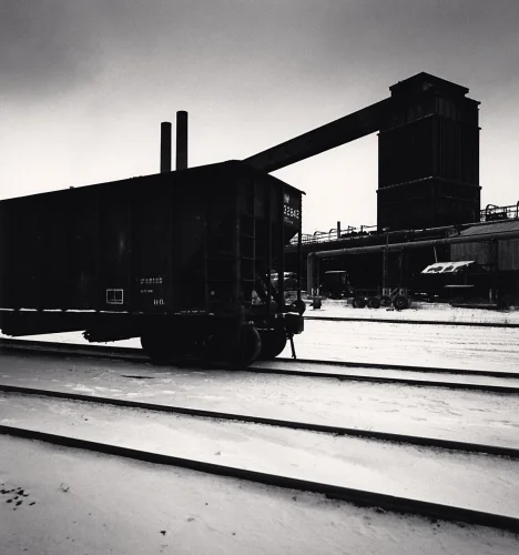 Industrial Landscape Snowy High Contrast Textured Mysterious