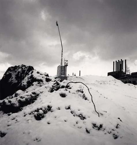 Industrial Landscape Snowy High Contrast Dramatic Atmospheric
