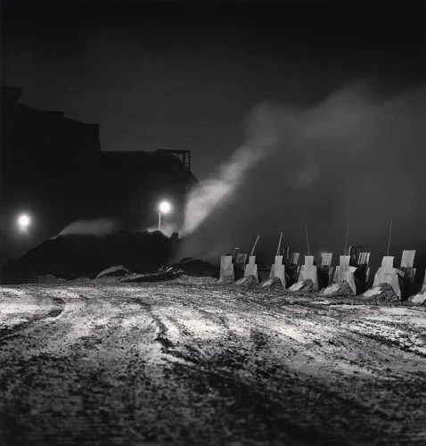 Industrial Landscape Steam Emission High Contrast Dramatic Mysterious