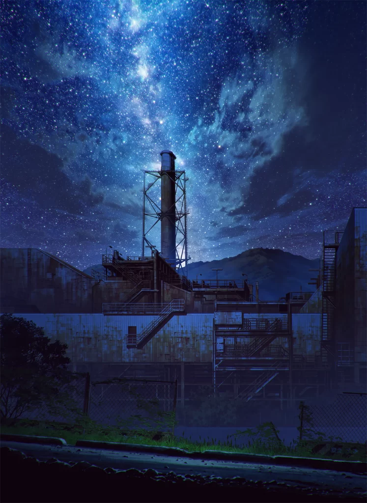 Industrial Night Sky Blue Purple Stars