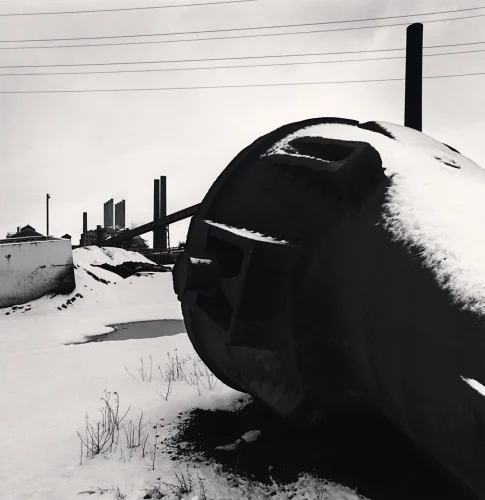 Industrial Ruins Snowy High Contrast Dramatic Atmospheric