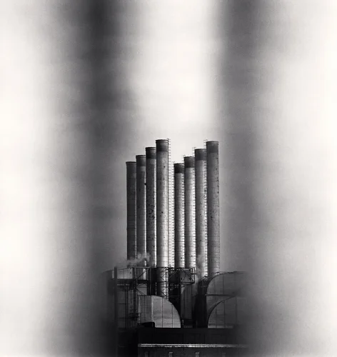 Industrial Structure Tall Chimneys Foggy Dramatic High Contrast Atmospheric