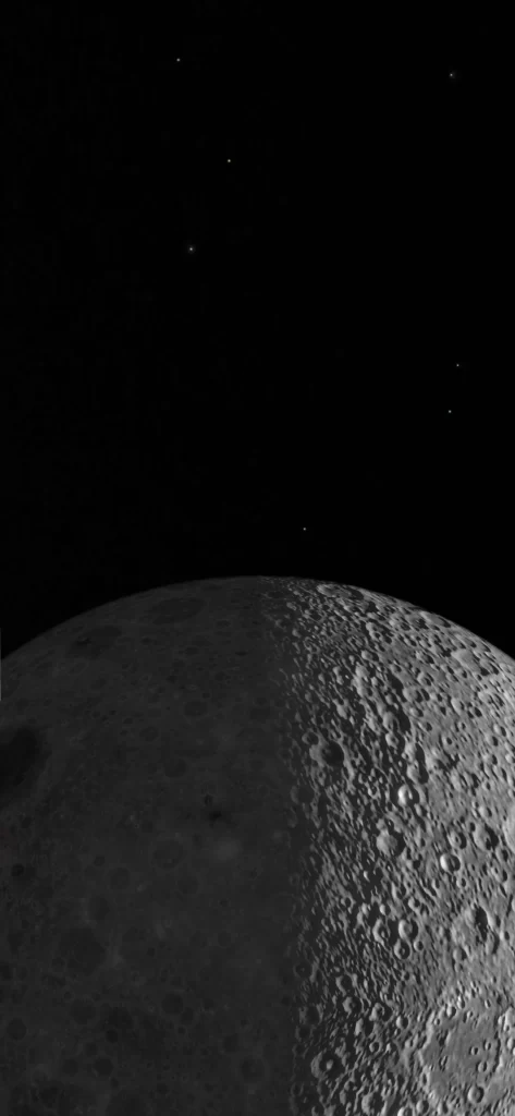 iOS 16 Wallpaper Black White Moon