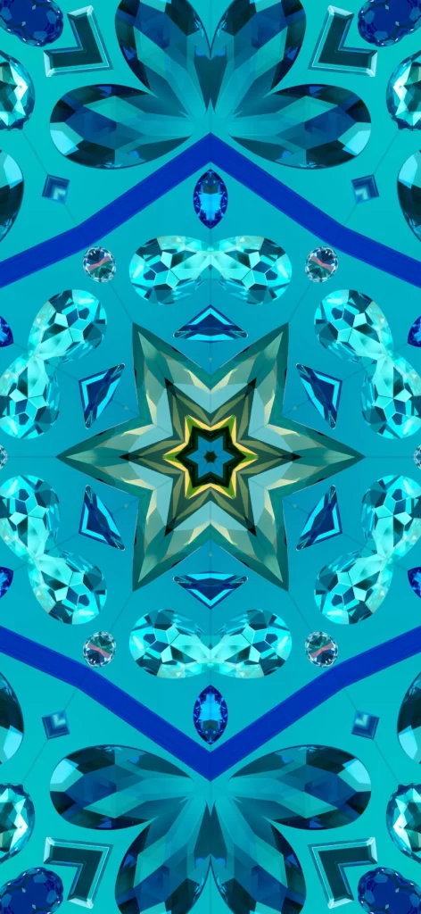 iOS 17 Kaleidoscope Wallpaper Blue Green