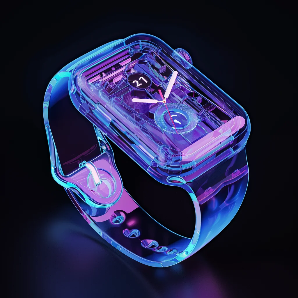 iWatch apple watch 3D blue transparent structure