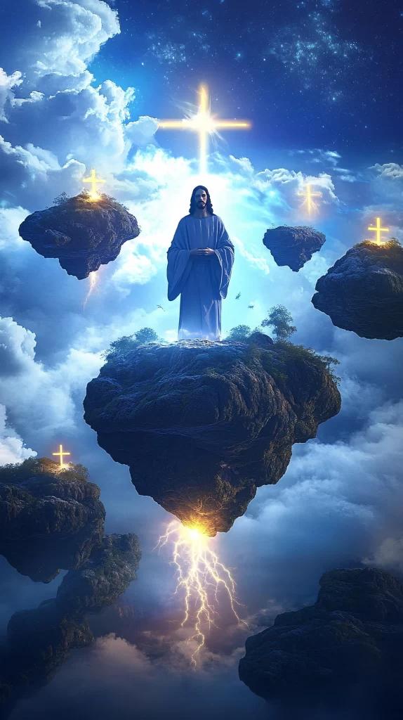 Jesus Ascension Blue Light Sky