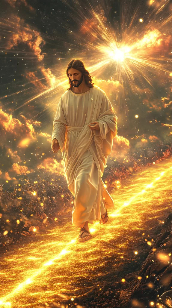 Jesus Ascension Golden Light Sky 3