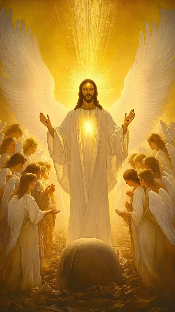 Jesus Ascension Golden Light Sky 8