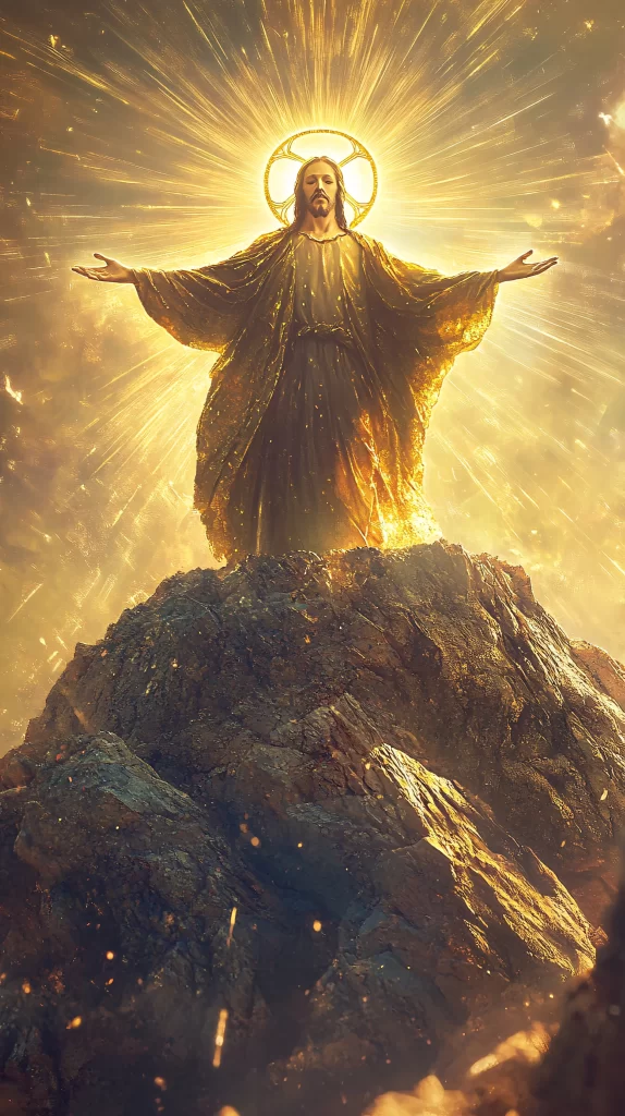Jesus Ascension Golden Light Sky 12