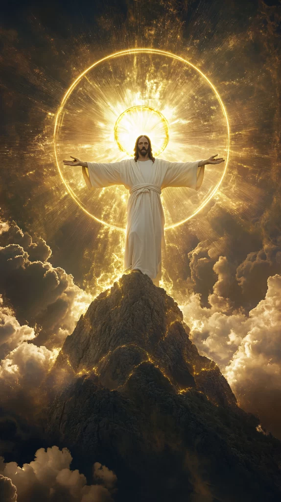 Jesus Ascension Golden Light Sky 13