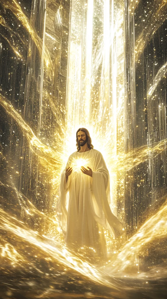 Jesus Ascension Golden Light Sky 15