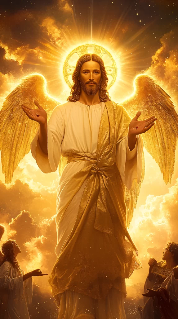 Jesus Ascension Golden Light Sky 21