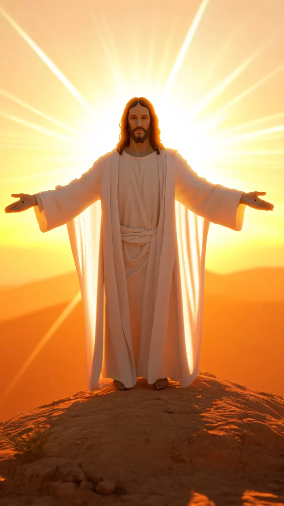 Jesus Ascension Golden Light Sky 26