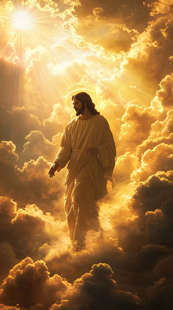 Jesus Ascension Golden Light Sky 31