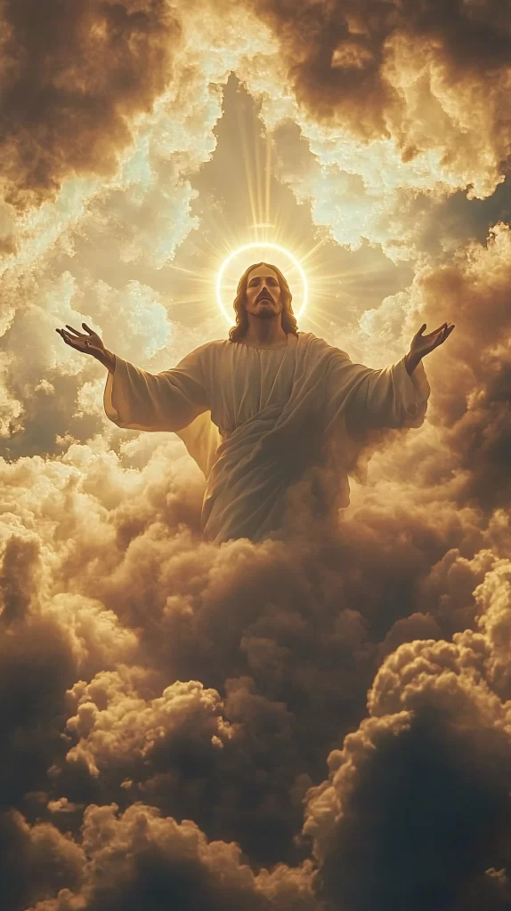Jesus Ascension Golden Light Sky 32