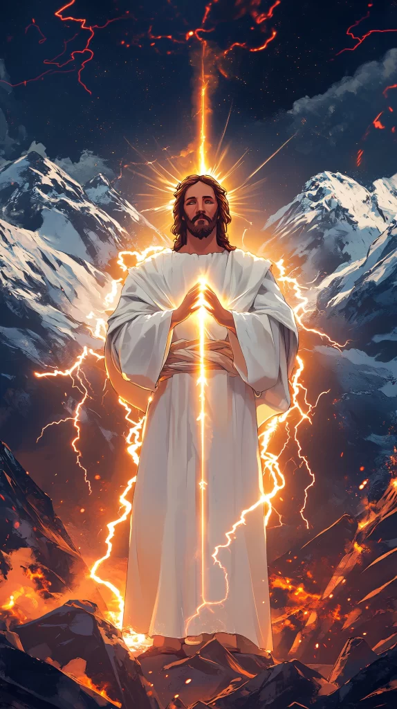 Jesus Ascension Golden Light Sky 40