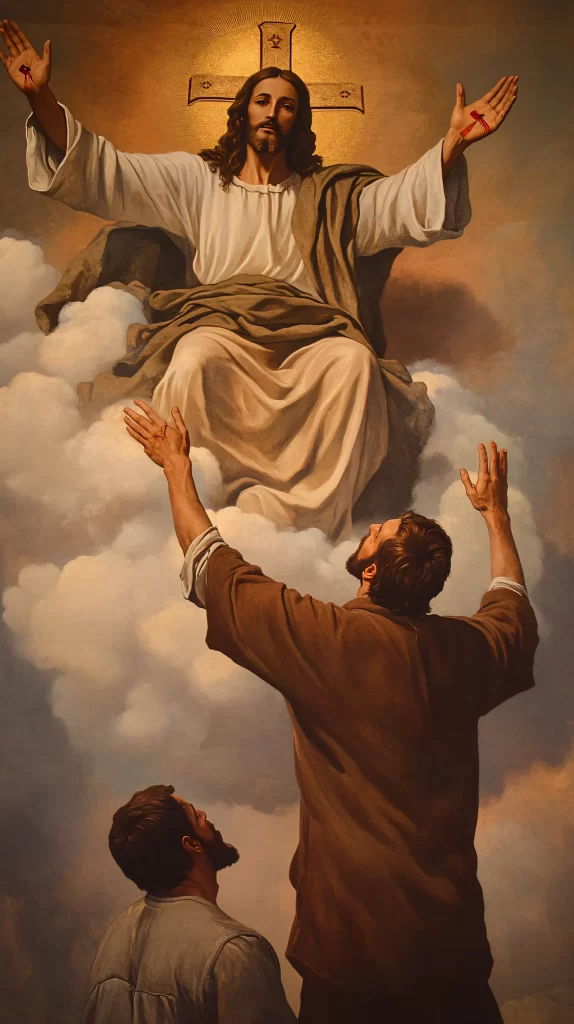 Jesus Ascension Golden Light Sky 48