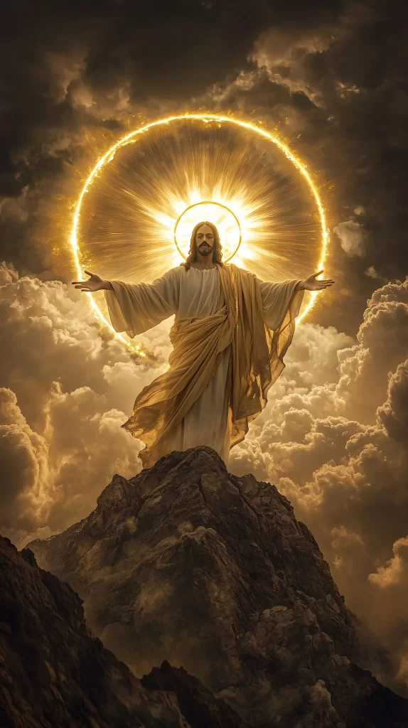 Jesus Ascension Golden Light Sky 50