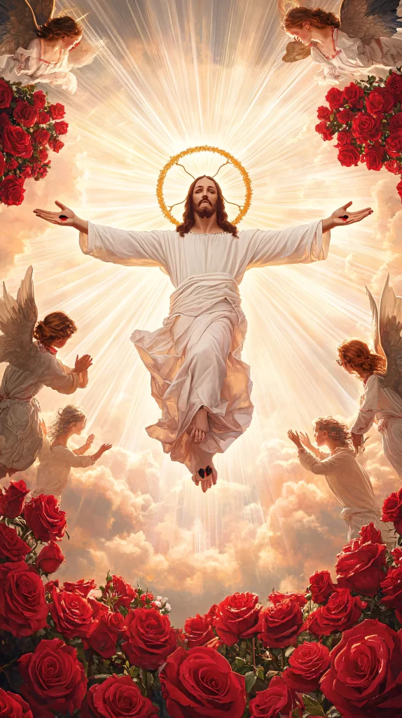 Jesus Ascension Golden Light Sky 60