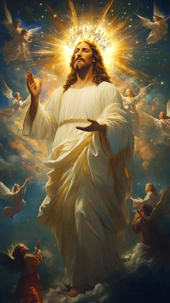 Jesus Ascension Golden Light Sky 73