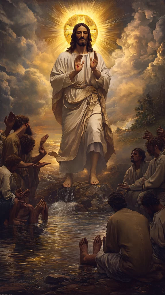 Jesus Ascension Golden Light Sky 79