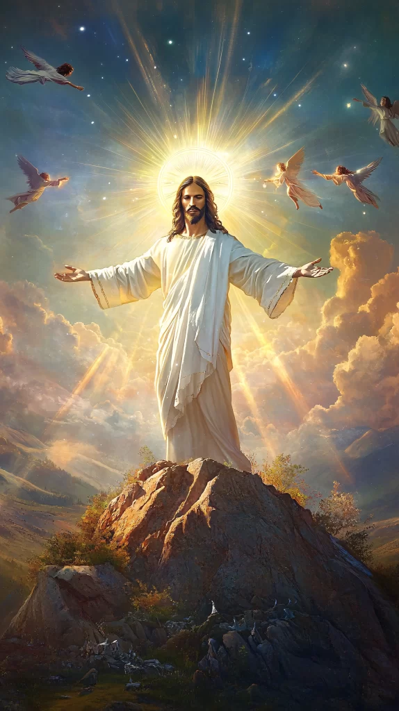 Jesus Ascension Golden Light Sky 84