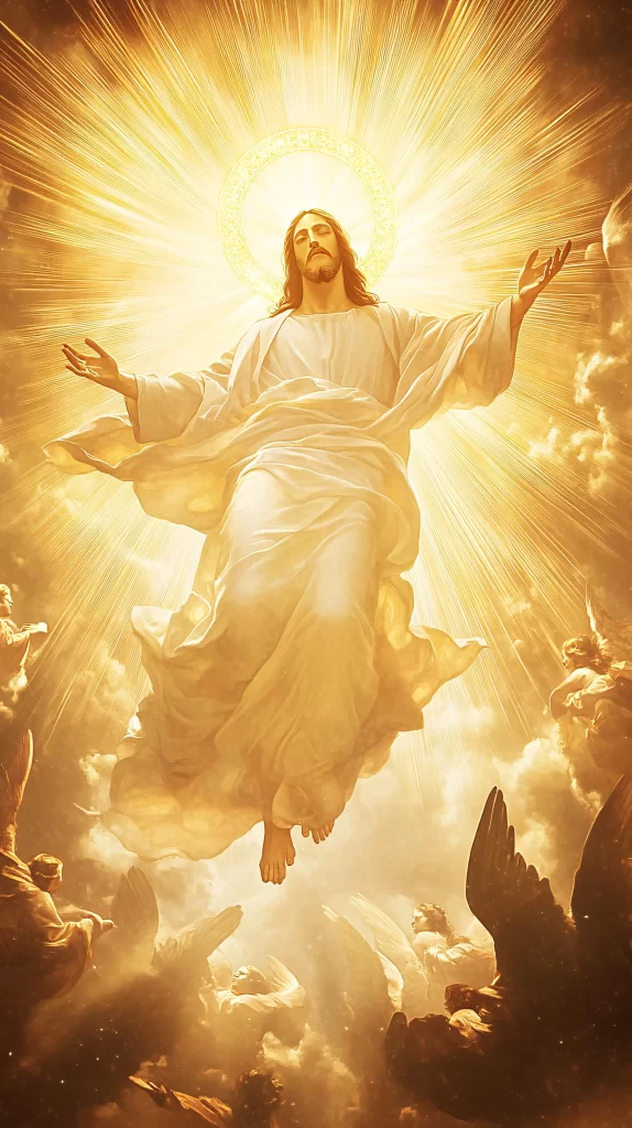 Jesus Ascension Golden Light Sky 85