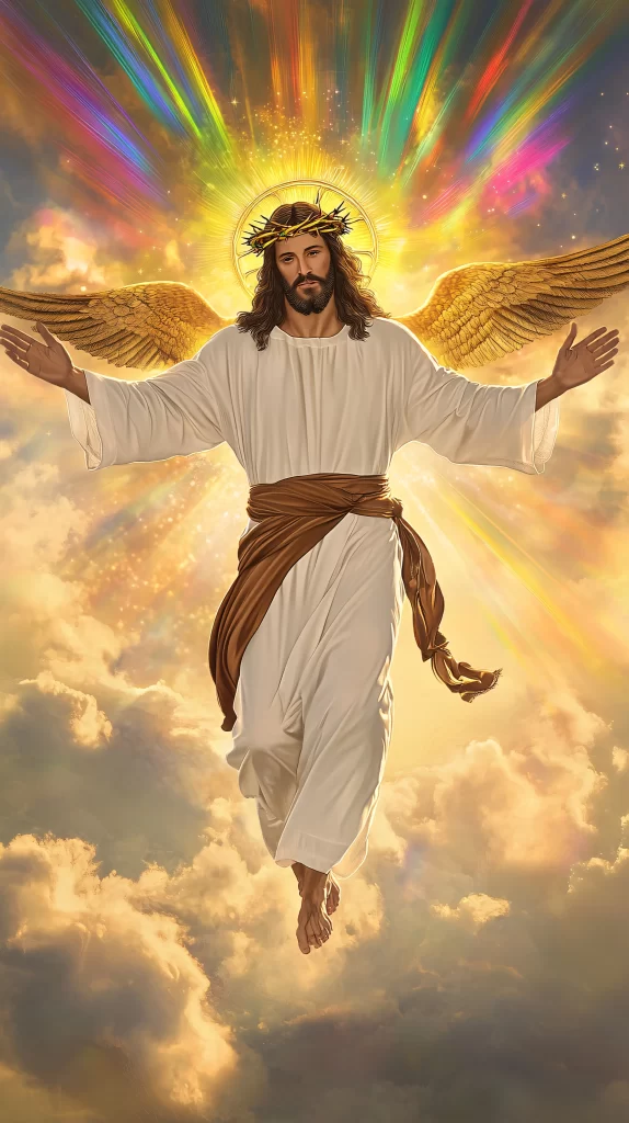 Jesus Ascension Golden Light Sky 87