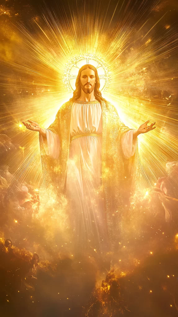 Jesus Ascension Golden Light Sky 88