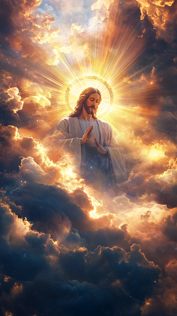Jesus Ascension Golden Light Sky 92