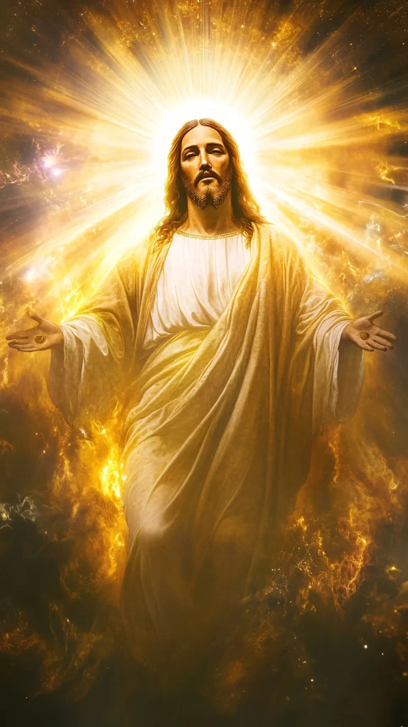 Jesus Ascension Golden Light Sky 96