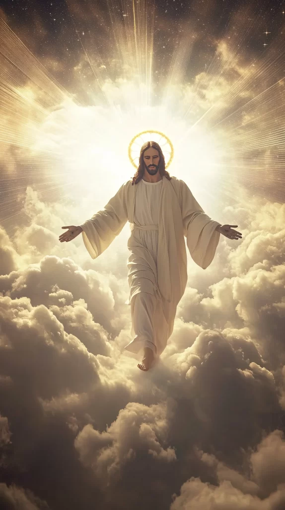 Jesus Ascension Golden Light Sky 112