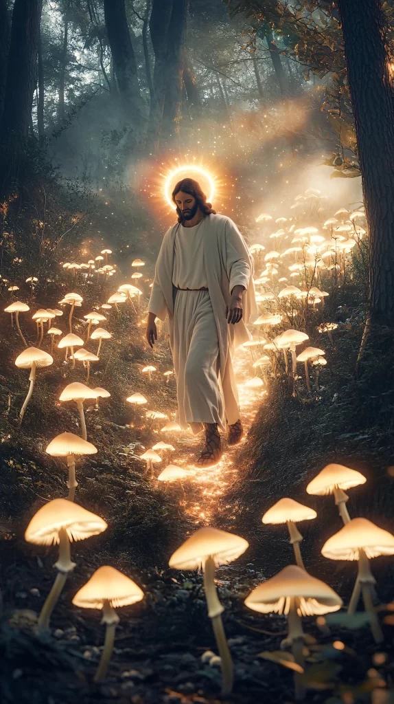 Jesus Ascension Golden Light Forest