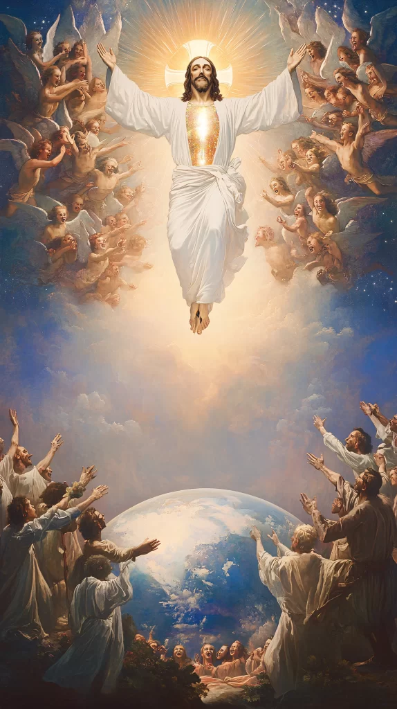 Jesus Ascension Golden Light Sky 120