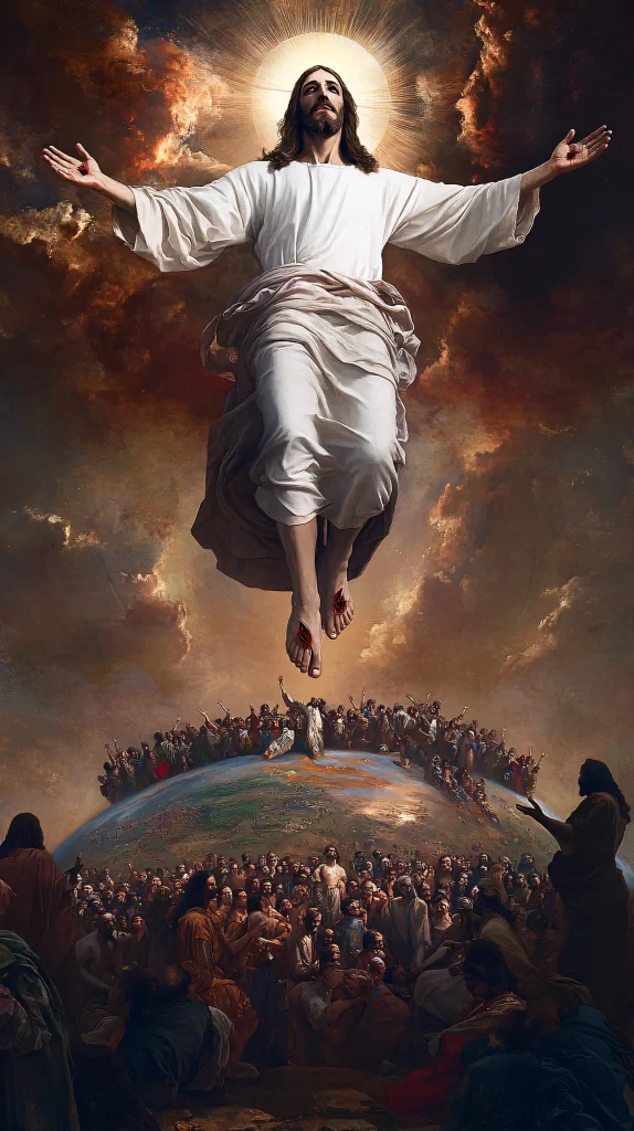 Jesus Ascension Golden Light Sky 122