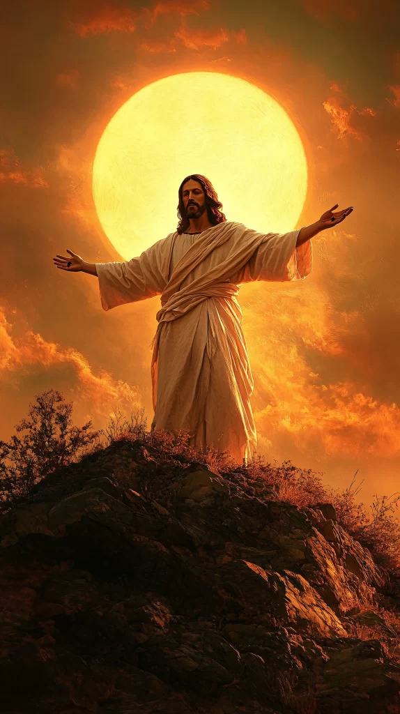 Jesus Ascension Golden Light Sky 132