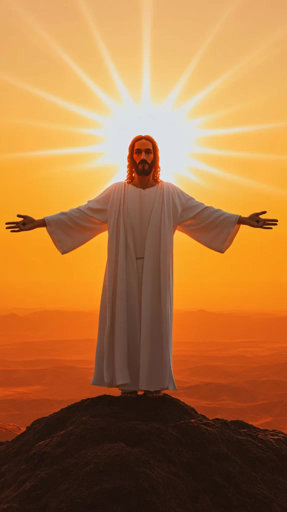 Jesus Ascension Golden Light Sky 135