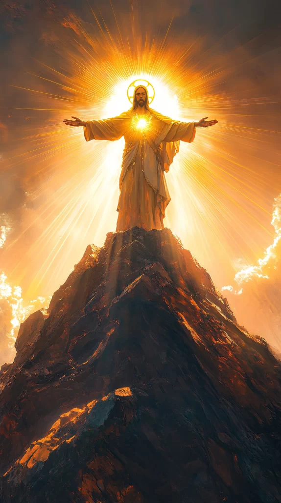 Jesus Ascension Golden Light Mountain 136